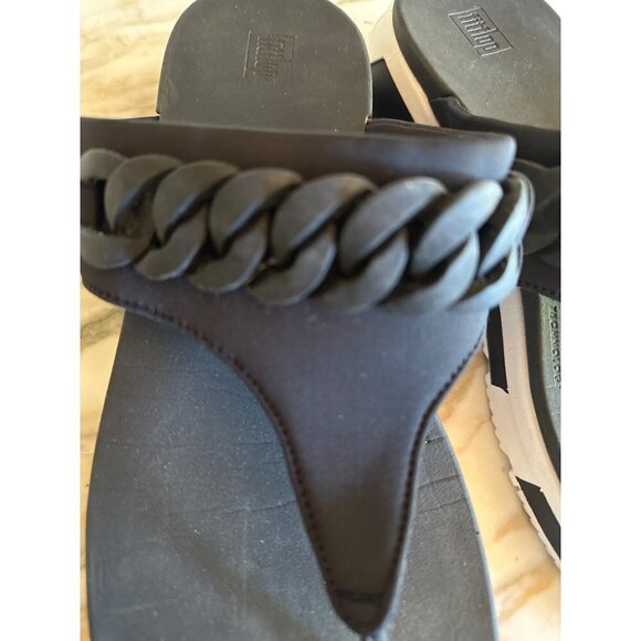 Fitflop Womens Heda Chain Toe Thong Flip Flops Black Sandals Size 11 - Picture 7 of 8